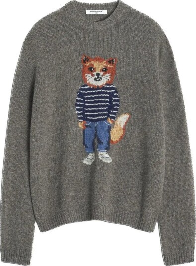 Maison Kitsuné Herre Strikkevarer Grå XL,