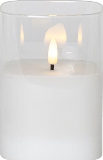Star Trading LED kubbelys med flammeeffekt i klart glass - 12,5 cm, bevegelig flamme og timer