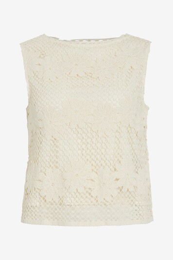 Vila - Topp viCanisa Boatneck S/L - Hvit