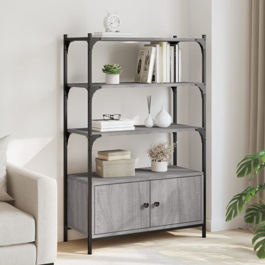 Bokhylle 3 etasjer grå sonoma 70x30x109,5 cm konstruert tre 8721012340473