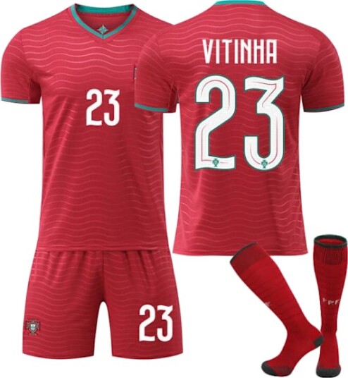 2026 FIFA World Cup Portugal Hjemmedrakt Rød #7 Ronaldo #8 Bruno Fernandes #10 Bernardo Silva Fotballdrakt Fanutgave Voksen /Barnestørrelser Vitinha