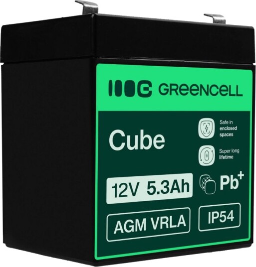 Green Cell 12V 5,3Ah VRLA-batteri for alarmer, kasseapparater og leker Green Cell 12V 5,3Ah VRLA-batteri for alarmer, kasseapparater og leker