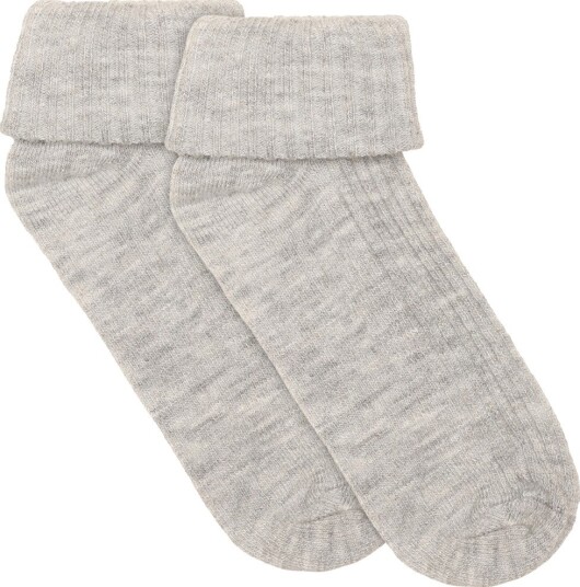 Minymo Baby 2X2 Rib Wool Socks 2 Pack   Grey   15\18