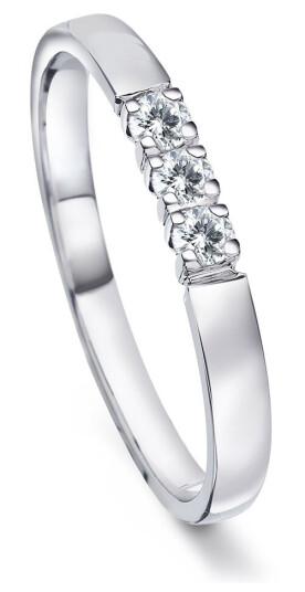 Angelica alliansering i 585 hvitt gull med diamanter 0,15 ct, størrelse 50