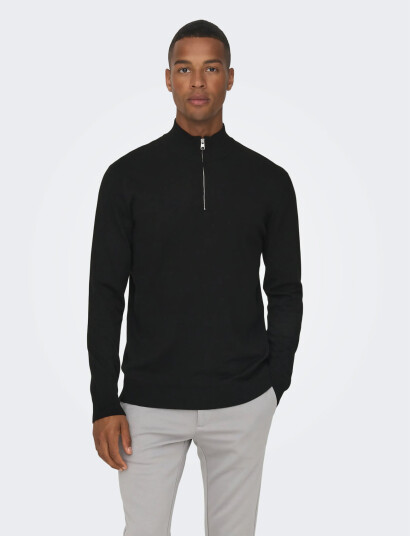 ONLY & SONS Onswyler Life Reg 14 Half Zip Knit Noos - Black - XXL ONLY & SONS Onswyler Life Reg 14 Half Zip Knit Noos - Black - XXL