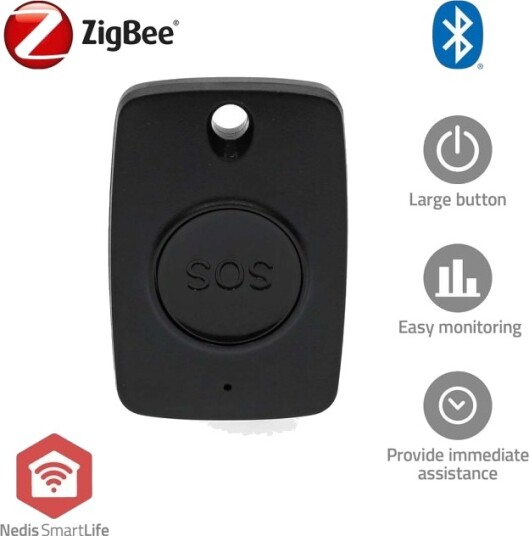 Nedis Smart Panikk Knapp Zigbee 3.0 Sort med CR2450 Batteri Nedis Smart Panikk Knapp Zigbee 3.0 Sort med CR2450 Batteri