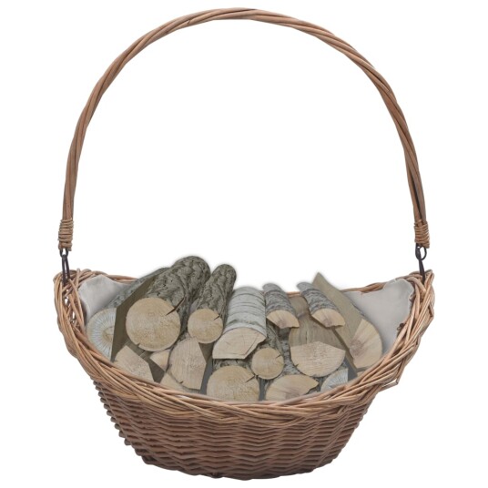 Vedkurv med håndtak 57x46,5x52 cm brun seljetre Vedkurv med håndtak 57x46,5x52 cm brun seljetre