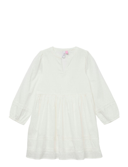 Vero Moda Girl Vmtrine Ls Lace Short Dress Wvn Ga Girl   White   140