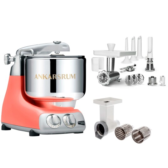 Ankarsrum Assistent Kjøkkenmaskin large tilbehørspakke coral crush Ankarsrum Assistent Kjøkkenmaskin large tilbehørspakke coral crush