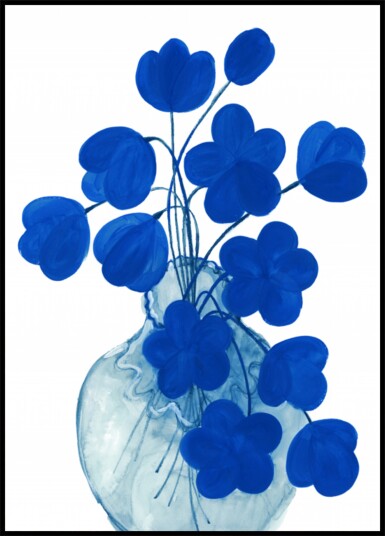 Deep Blue Floral Vase Plakat / 50x70