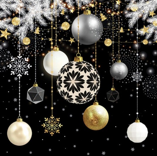 Christmas baubles black lunsj servietter
