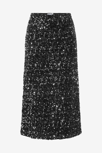 Vila Skjørt viFaith HW Midi Sequin Svart