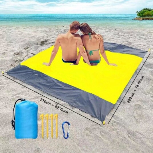 Mat Piknikteppe 200x210cm Gult Ultralett Strandteppe