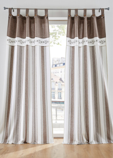 bonprix Gardin med trykk, økologisk bomull (1-pack) 1 (H/B: 125/110 cm),4 (H/B: 225/110 cm),5 (H/B: 245/110 cm) brun