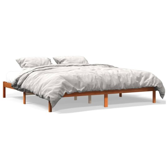 vidaXL Sengeramme brun 200x200 cm heltre furu 8721012406889
