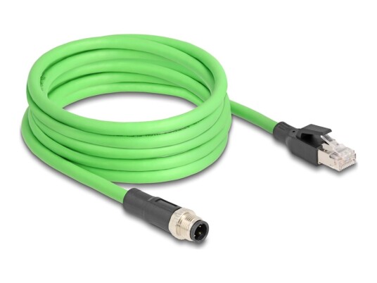 Delock Nettverkskabel 4 Pin M12 D Hann Til Rj 45 Hann 5 M 6.5 Mm Sf/Utp Uten Hindringer Grønn 80429