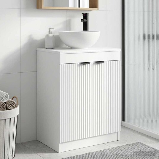 Badmøbel med vask Hvit 54 x 35 x 83 cm Konstruert tre Badmøbel med vask Hvit 54 x 35 x 83 cm Konstruert tre