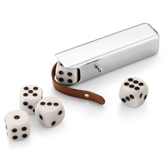 Georg Jensen Sky Dice Case Spill Beholder med Terninger Rustfritt Stål / Skinn Georg Jensen Sky Dice Case Spill Beholder med Terninger Rustfritt Stål / Skinn