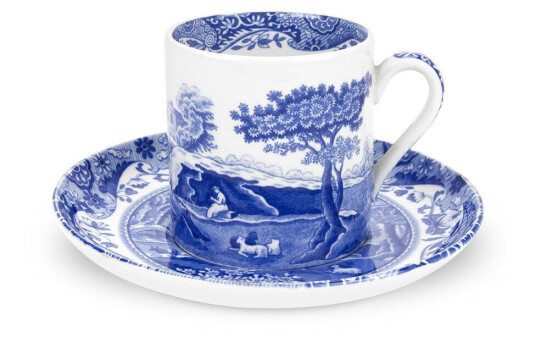 Spode Blue Italian kaffekopp med skål 9 cl