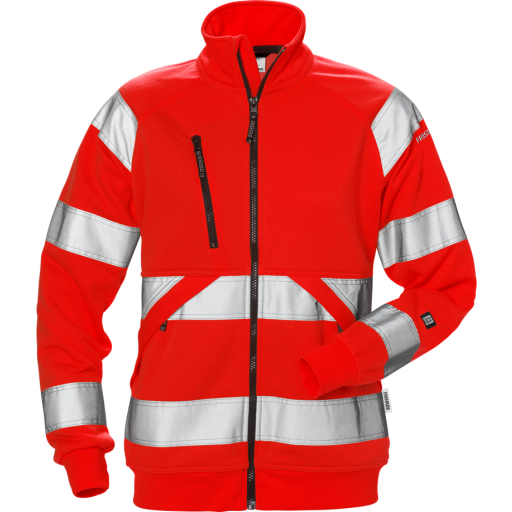 Fristads Sweatshirt-Jacka 7427 Shv Klass 3, Dam Varsel Röd Xs