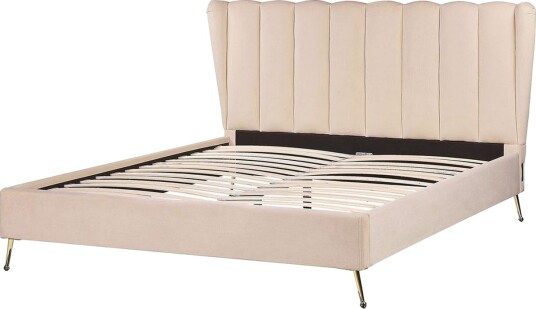 Seng med lamellramme Miribel Beige gull 160x200 cm