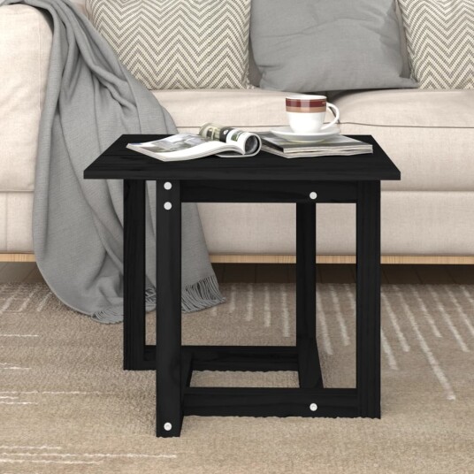 vidaXL Salongbord svart 50x50x45 cm heltre furu vidaXL Salongbord svart 50x50x45 cm heltre furu