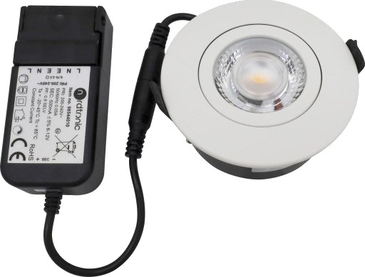 Nordtronic Low Profile Flexible downlight driver Ø7,5 cm DTW hvit