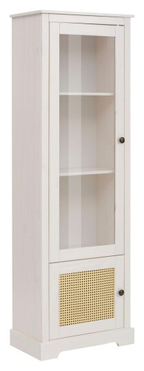 Loft24 Lando vitrine liten 1 glassdør/1 dør, hvit/honning Unoliving 1743694-01-0 1743681-01-0