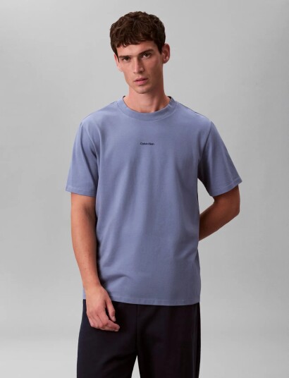 Calvin Klein Ss Stretch Cotton Pique Nano Tee Blue S Calvin Klein Ss Stretch Cotton Pique Nano Tee Blue S