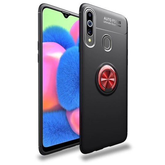 INCOVER Samsung Galaxy A20s Deksel med Ring / Stativ - Svart / Rød