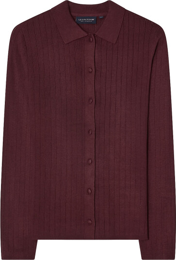 Lexington Clothing Polo Neck Cardigan Burgundy XS