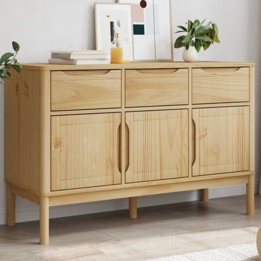 Skjenk FLORO voksbrun 114x43x74 cm heltre furu