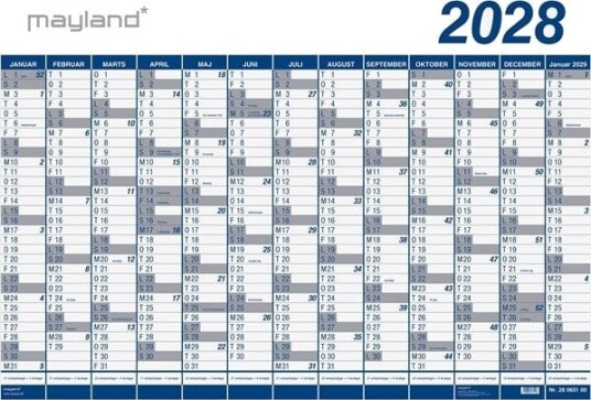 Mayland Kmpekalender 1x13 mdr. PP plast rr 2028