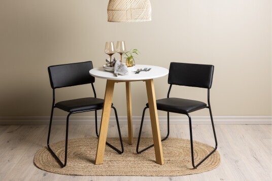 Venture Home Leonora Matgruppe 65 cm Rund med 2 Kenth Stoler Sort