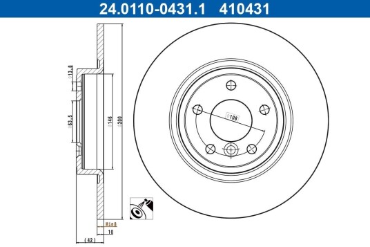 ATE 24.0110-0431.1 Bremseskive