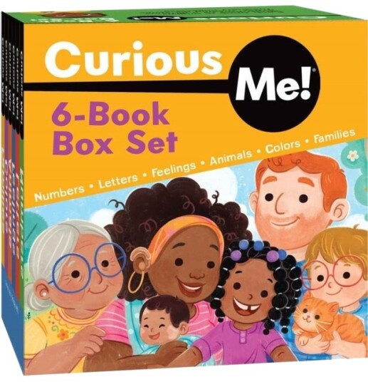 Curious Me!® 6 Book Box Set Numbers Letters Colors Feelings Animals and Families
