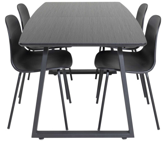 Venture Design Inca & Arctic spisegruppe Svart/svart 4 st stoler & bord 160 x 85 cm