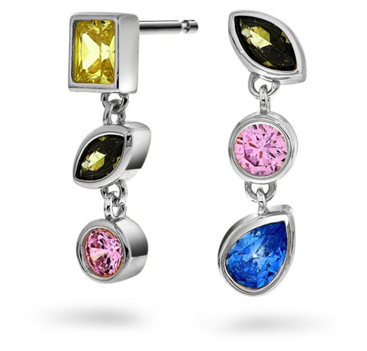 Pan Jewelry Øredobber i 925 sølv med farget zirkonia