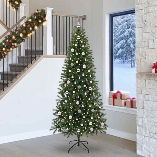  Kunstig juletre med 300 LED med stativ grønn 240 cm PE og PVC