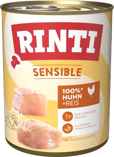 Rinti Sensible Våtfôr Kylling & Ris 24x800g