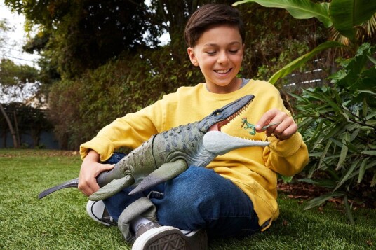 Jurassic World Rebirth Bite N' Blast Mosasaurus Dinosaurfigur med Mini-Dilophosaurus Jurassic World Rebirth Bite N' Blast Mosasaurus Dinosaurfigur med Mini-Dilophosaurus