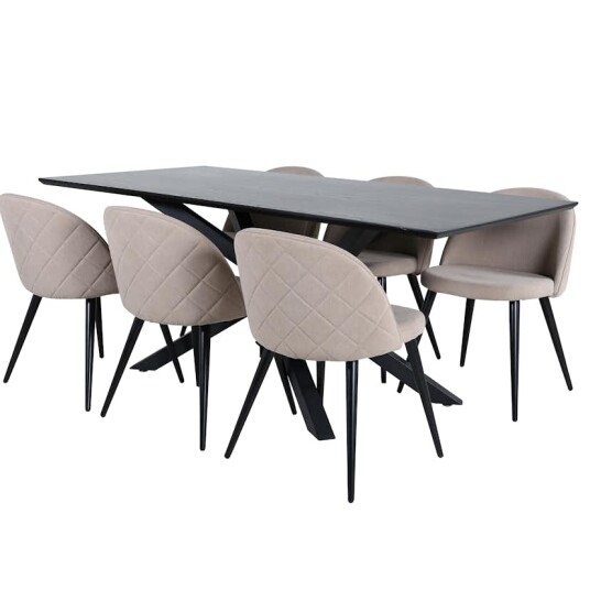 Spisegruppe Venture Home med Piata Spisebord og 6 Valentina Stitcthes Spisestoler