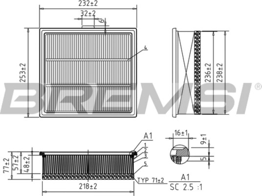 Luftfilter BREMSI FA1105 Luftfilter BREMSI FA1105