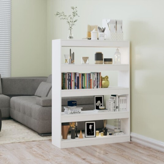 vidaXL Bokhylle/romdeler h?yglans hvit 100x30x135 cm