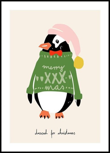 Dressed up for Christmas Festive Penguin Poster Plakat / 100x150cm