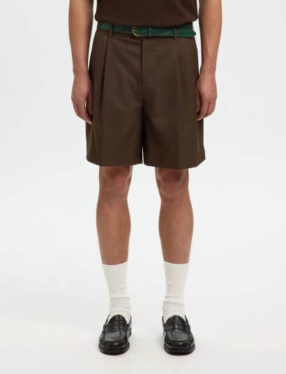 Selected Slhloose Otto Leo Wool Blnd Shorts Brown L