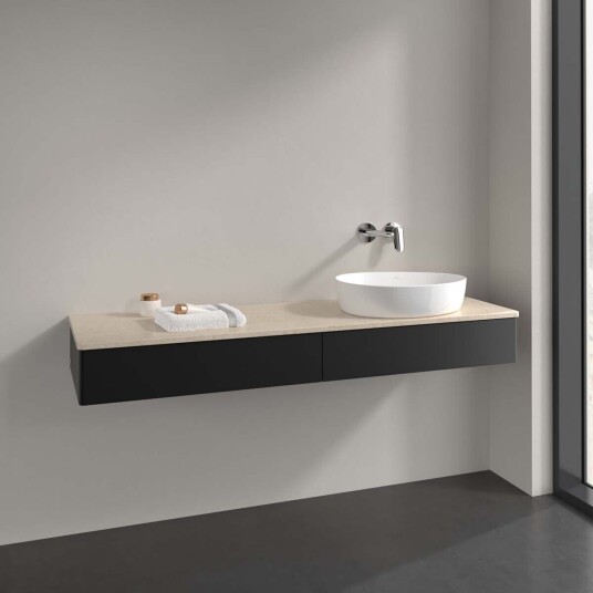 Villeroy & Boch Antao Servantskap med 2 skuffer 160x50x19 cm m/lys Sort Matt/Crème Villeroy & Boch Antao Servantskap med 2 skuffer 160x50x19 cm m/lys Sort Matt/Crème