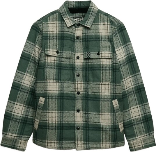 Superdry Borg Lined Miller Overshirt GREEN CHECK XL