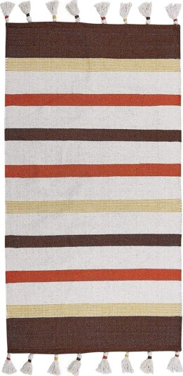 Flatvevd Hisarli - Brun, gul, oransje, beige, 80x150 cm