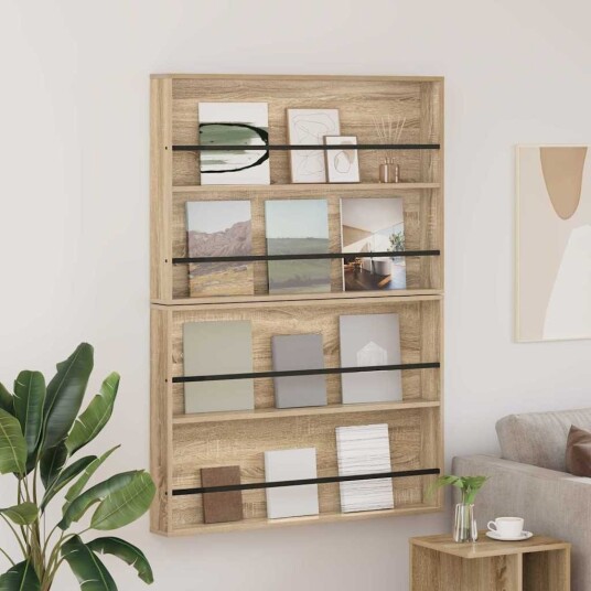 vidaXL Magasinreol 2 pcs Sonoma eik 100 x 12 x 70 cm Konstruert tre
